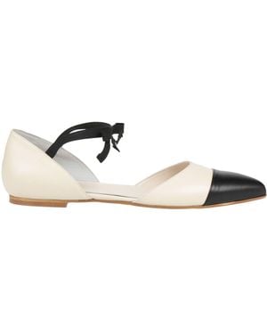 Douuod Ivory Ballet Flats Leather - White