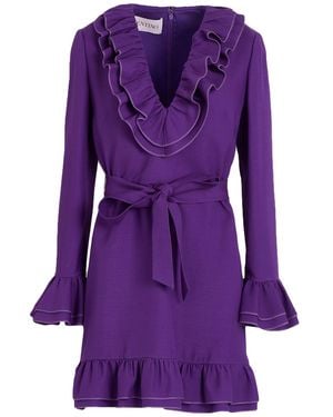 Valentino Garavani Mini Dress Virgin Wool, Silk - Purple