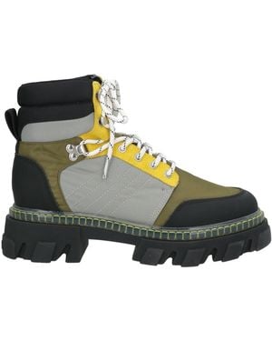 Ganni Military Ankle Boots Leather, Textile Fibres - Black