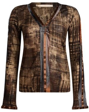Roberto Cavalli Top Wool, Polyamide, Viscose - Brown