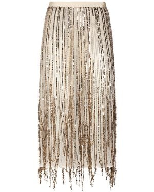 Elisabetta Franchi Cream Midi Skirt Viscose - Natural