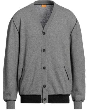 Svevo Cardigan Wool, Leather - Grey