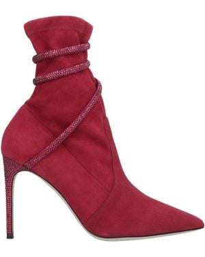 Rene Caovilla Burgundy Ankle Boots Textile Fibers - Red