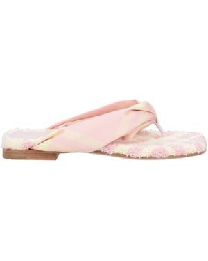 Burberry Thong Sandal Leather, Textile Fibres - Pink