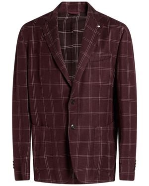 L.B.M. 1911 Burgundy Blazer Cotton, Linen, Nylon, Polyester - Purple