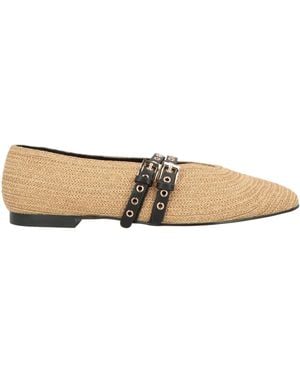Bibi Lou Camel Ballet Flats Textile Fibres - White