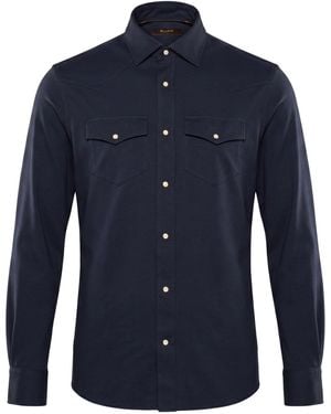 Moorer Midnight Shirt Cotton - Blue