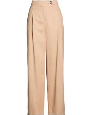 Eleventy Camel Trousers Wool, Cotton, Metallic Fibre, Polyamide - Natural
