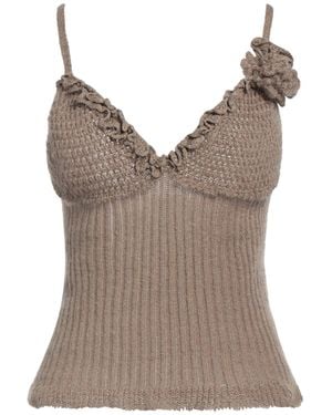 Ermanno Scervino Khaki Top Mohair Wool, Polyamide, Viscose, Cotton, Stainless Steel - Brown