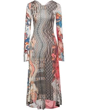 Marine Serre Taupe Midi Dress Viscose, Elastane - White