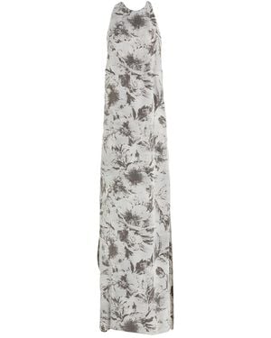 FEDERICO CINA Maxi Dress Viscose, Silk - White