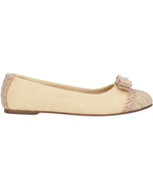 Ferragamo Ballet Flats Synthetic Raffia - Natural