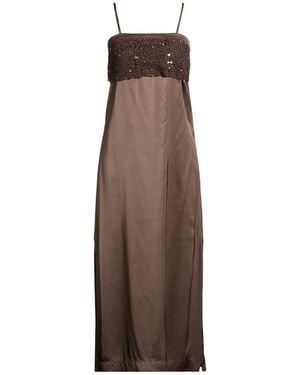 Peserico Dark Midi Dress Viscose - Brown