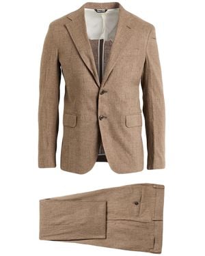 Brian Dales Taupe Suit Linen, Viscose, Elastane - Natural