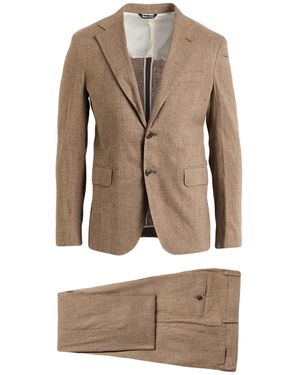 Brian Dales Taupe Suit Linen, Viscose, Elastane - Natural