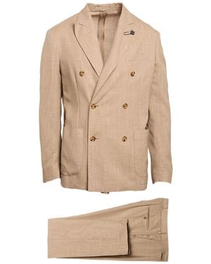 Lardini Sand Suit Wool, Silk, Linen - Natural