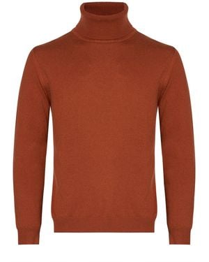 Cashmere Company Rust Turtleneck Wool, Cashmere - Brown