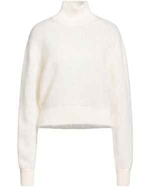 AVOLIO Milano Ivory Turtleneck Mohair Wool, Silk - White
