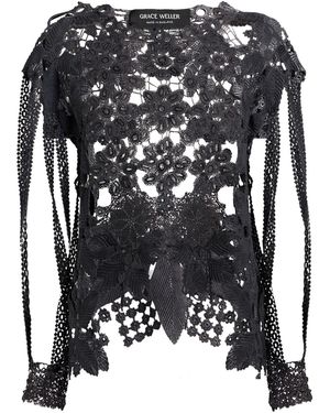 GRACE WELLER Charcoal Top Cotton - Black