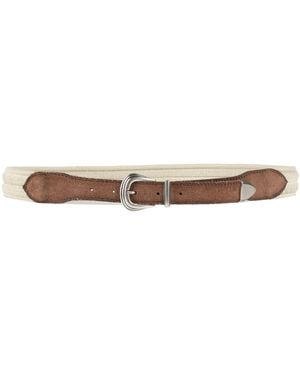 Eleventy Platinum Cream Belt Textile Fibres, Leather - White