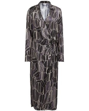 Manila Grace Charcoal Midi Dress Polyester - Grey