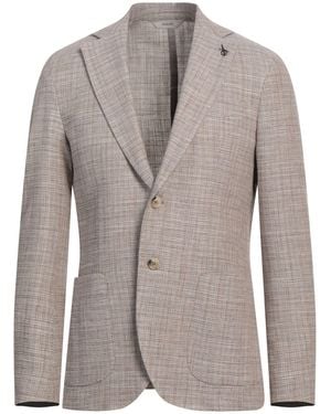 Paoloni Blazer Virgin Wool, Cotton, Linen, Elastane - Gray