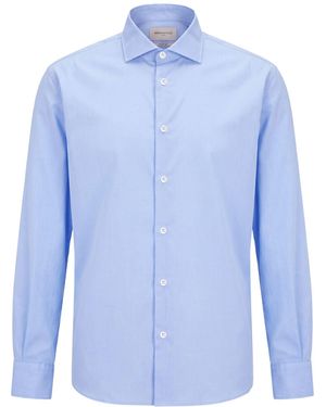 Brooksfield Light Shirt Cotton, Elastane - Blue