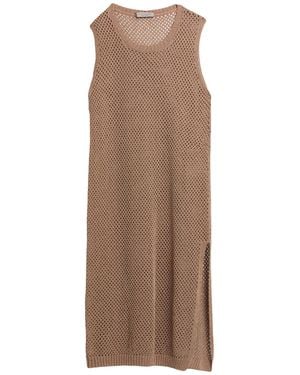 D.exterior Camel Midi Dress Cotton, Polyester - Brown