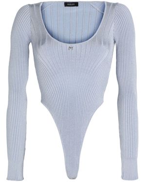 Mugler Bodysuit Viscose, Elastane, Polyamide - Blue