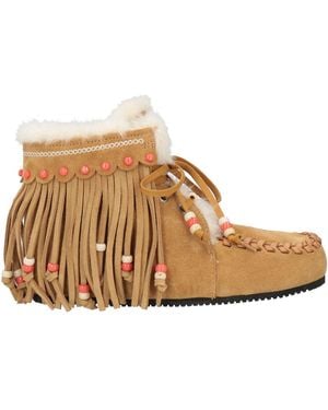 Alanui Sand Ankle Boots Leather, Shearling - Brown