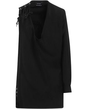 Anthony Vaccarello Mini Dress Mohair Wool, Virgin Wool, Lambskin - Black