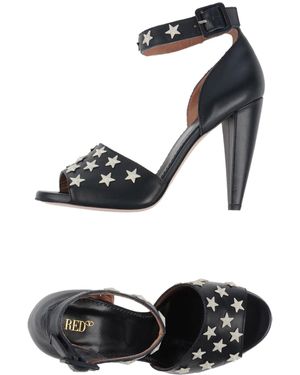 Red(V) Sandals Soft Leather - Black