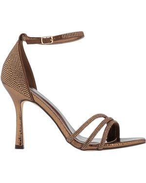Menbur Bronze Sandals Textile Fibers - White