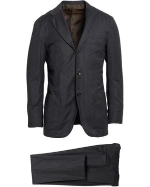 Kiton Charcoal Suit Virgin Wool, Cashmere, Polyamide, Elastane - Black