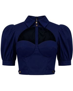 Elisabetta Franchi Top Polyester, Elastane, Polyimide - Blue