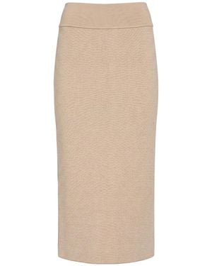 Jacquemus Midi Skirt Merino Wool, Polyamide, Elastane - Natural