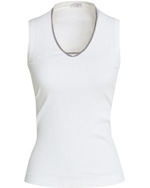 Brunello Cucinelli Top Cotton, Elastane - White