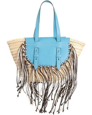 CUBA LAB Tropicana -- Handbag Straw, Leather - Blue