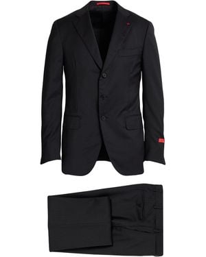 Isaia Charcoal Suit Wool - Black