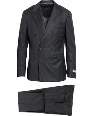 Canali Charcoal Suit Wool - Blue