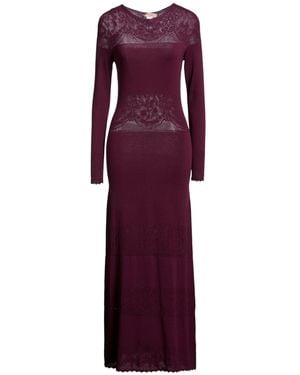Twinset Plum Maxi Dress Viscose, Polyester - Purple