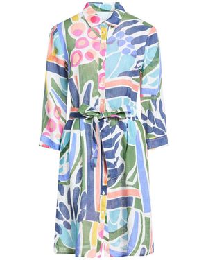 120% Lino Midi Dress Linen - Blue