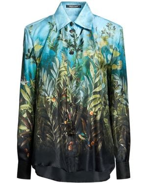 Roberto Cavalli Azure Shirt Silk - Blue
