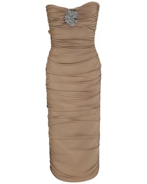 Amen Khaki Midi Dress Acetate, Polyamide, Elastane - Natural