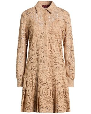 Max Mara Camel Mini Dress Acetate, Silk, Polyamide - Natural