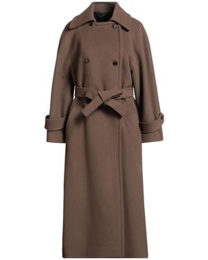 Isabel Benenato Khaki Coat Virgin Wool, Polyamide - Brown