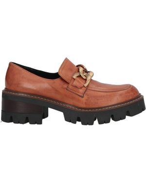 BRANDO SHOES Tan Loafers Leather - Brown