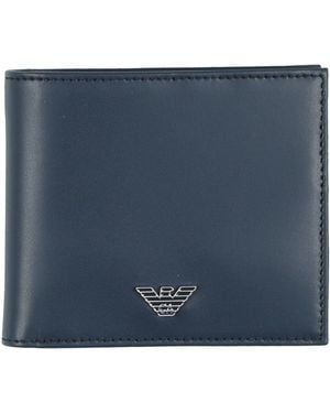 Emporio Armani Wallet Calfskin, Polyester - Blue