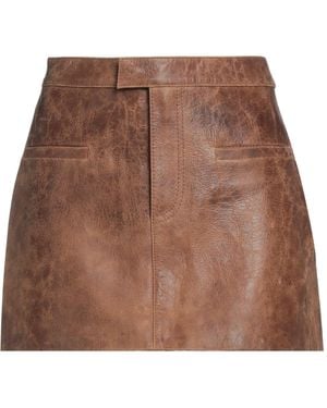 Oval Square Mini Skirt - Brown
