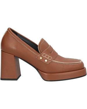 Janet & Janet Camel Loafers Calfskin - Brown